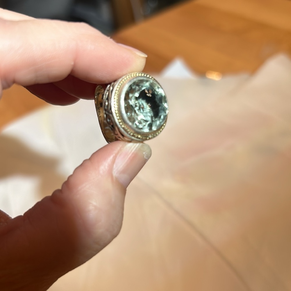 ✅Prasiolite - Silver & 10k gold ring